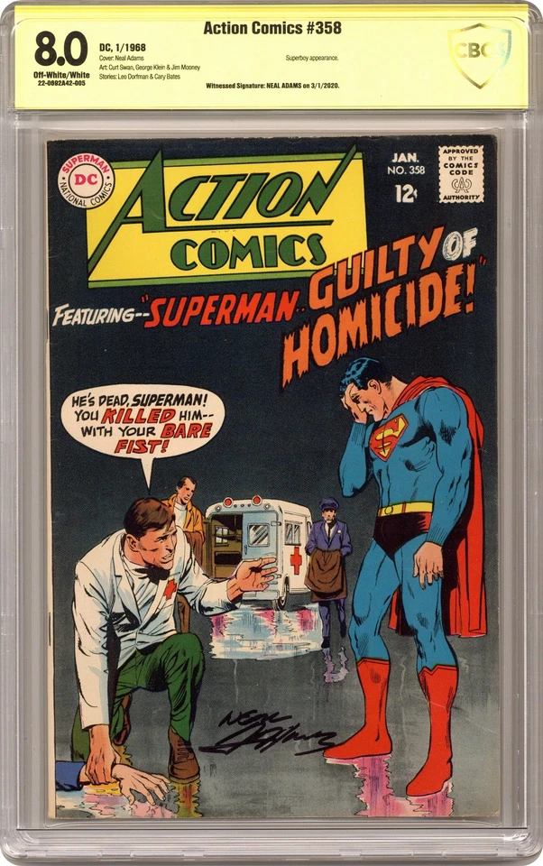 Action Comics #358 CBCS 8.0 Witnessed Sig Adams 1968 22-0692A42-005 - Image 1 of 2