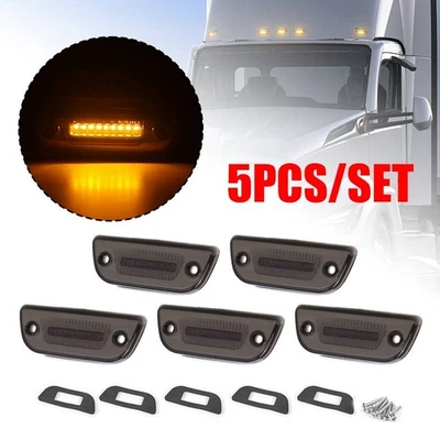 Luces marcadoras de separación de cabina de techo 9 LED para Kenworth T680 T770 T880 Peterbilt 579 Foto 1 de 4