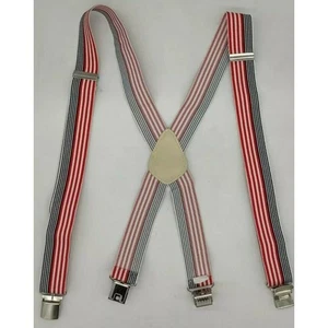 bretelle uomo a righe clip taglia unica rosso nero 1" - Foto 1 di 10