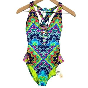 Nanette Lepore Womens Small Coral Reef One Piece Swimsuit Lined Multi Color NWT - Picture 1 of 14