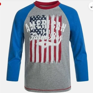 Farm Boy Brand American Flag Long Sleeve T-Shirt Size 4 Brand New With Tags - Picture 1 of 1