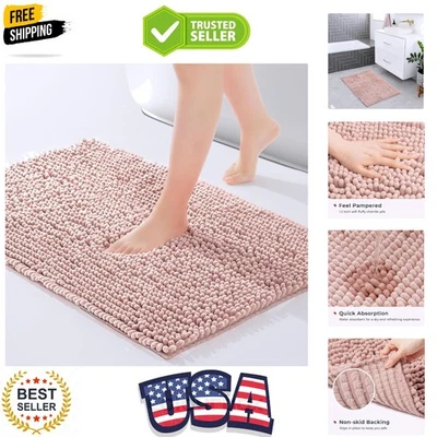 Alfombra de baño de chenilla 24"x17", alfombra de baño antideslizante para piso de baño y baño... Foto 1 de 4