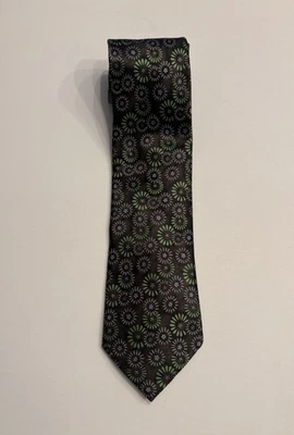Men’s Ermenegildo Zegna 100% Silk Dark Gray Floral Necktie Made in Italy - Image 1 of 4