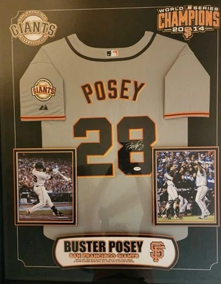 Buster Posey Signed Framed Jersey 2014 World Series with Certified LoA Foto 1 de 4