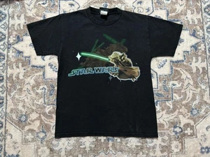 Vintage Star Wars Y2K 2000’s Yoda Lightsaber T-Shirt Lucasfilm Youth Large - Picture 1 of 17