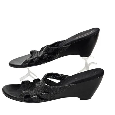 Mujer 8.5 Cuero Negro Punta Abierta Tacón Grueso Sin Cordones Trabajo Negocios Informal Cómodo Foto 1 de 4