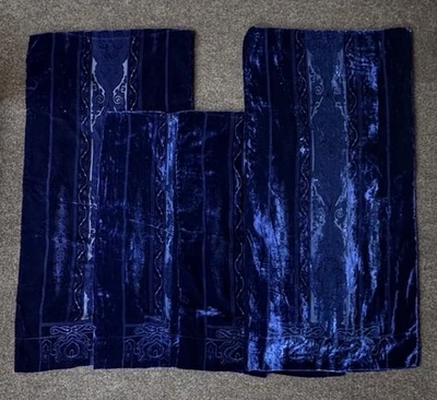 Z-Gallerie 5ps Set Velour Navy Blue Cal King Duvet/Cover Shams - Image 1 of 4