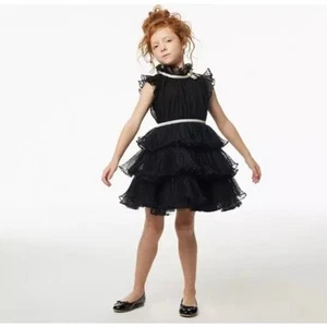 Jace And Jane Dot Tiered Ruffled Tulle Fancy Formal Party Black Dress 11-12Y - Picture 1 of 14