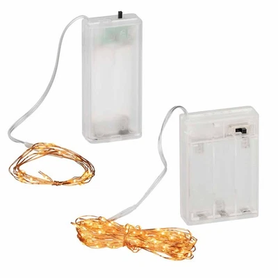 LED Lichterkette Batterie Timer Draht kupferfarben 20/40/100 LED classic warm - Bild 1 von 4