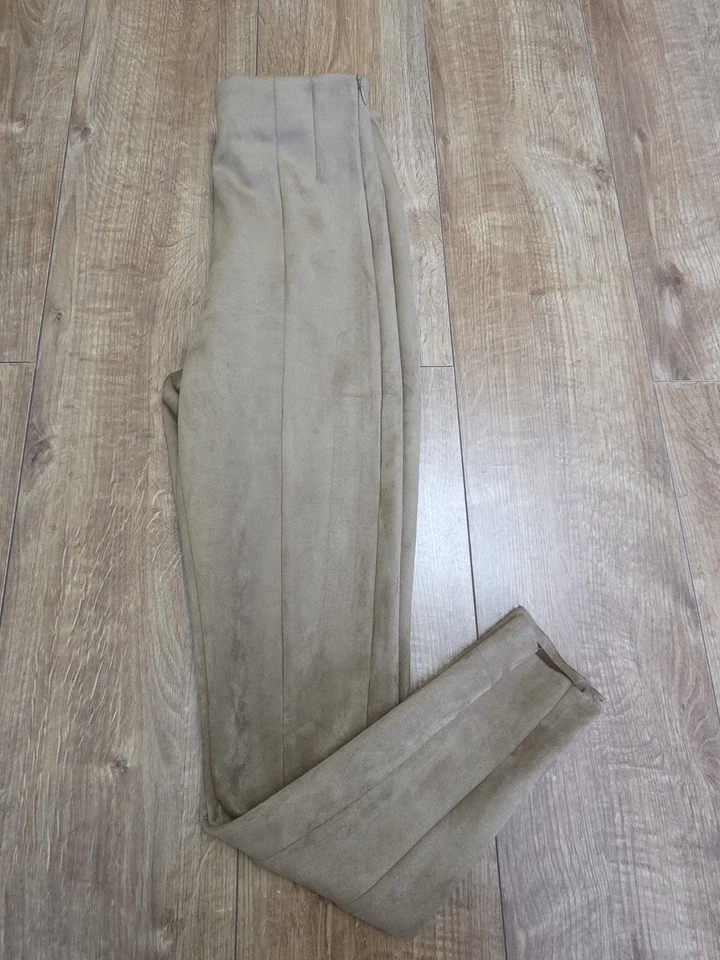 Zara Brown Faux Suede Stretch Skinny Leggings Size S Used Good Condition  - Image 1 of 4