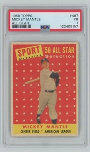 1958 Topps All Star Mickey Mantle PSA 1 New York Yankees #487 A19 - Picture 1 of 2