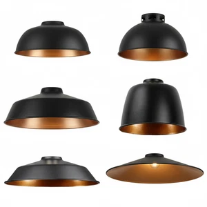 Pantalla colgante vintage pantalla de metal negro dorado interior pantalla de luz de techo - Imagen 1 de 48