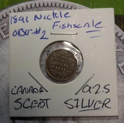 1891 CANADIAN 925 SILVER 5 CENT AKA FISH-SCALES. MADE FROM 1858-1921 RARE COIN - Image 1 of 3