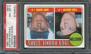 1969 TOPPS #614 TOM GRIFFIN/SKIP GUINN PSA 8 (RC) ASTROS ROOKIES *B69463
