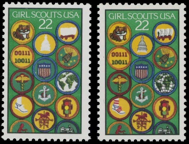 1987, USA GIRL SCOUTS 22C, RED AND BLACK ENGR COLORS OMITTED, NH, SC. #2251b - Image 1 of 3