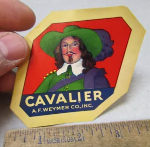 Vintage Original Etikett, 1930 CAVALIER Besen Etikett, tolle Grafik & Farben - Bild 1 von 2