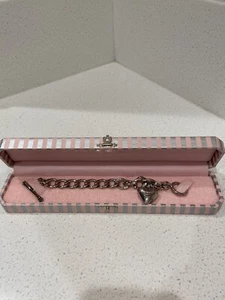 JUICY COUTURE Charm Chain Heart J Silver Tone Starter Bracelet 7.5" NIB - Picture 1 of 16