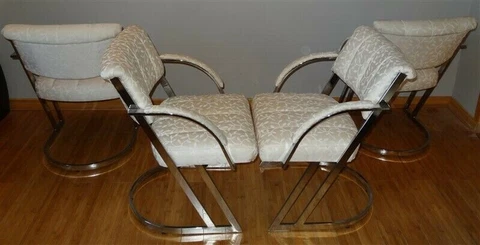 4 Milo Baughman Thayer Coggin 1970s Cantilever Chrome Dining Chairs Cover