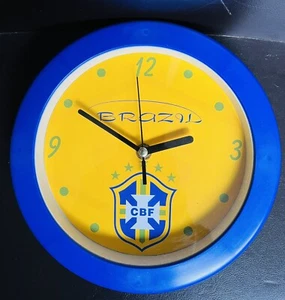 BRASIL Clock Brazil Soccer Logo Hanging Wall Clock Style DIA. 225 mm Brand New - Picture 1 of 4