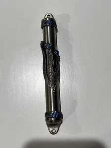 Karshi Jerusalem Silber blaue Kristalle jüdische Mezuzah Mezzuzah Etui 6,25 Zoll - Bild 1 von 6