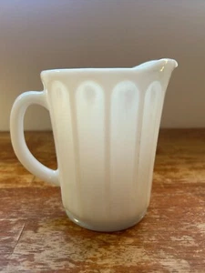 Vintage Hazel Atlas Milk Glass 12 Panel White Pitcher  H: 5-1/8” - Picture 1 of 8