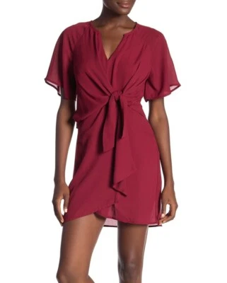 Loveriche 158493 Women's Knotted Ruffle Dress Short Sleeve Wine Sz. Small - Image 1 of 3