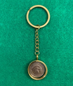 1898 Schlüsselanhänger Indian Head Penny Cent in vergoldetem Edelstahl - Bild 1 von 2