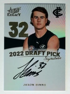 Selección de draft Select AFL Legacy 2023 firma oro Jaxon Binns Carlton baja 02/90 - Imagen 1 de 3