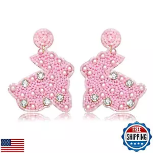 NVENF Beaded Easter Earrings for Women Easter Rabbit Bunny Dangle Earrings Sp - Picture 1 of 5