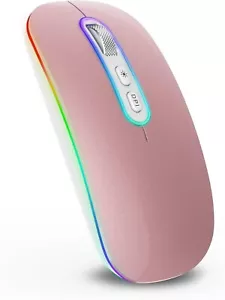 Pink Wireless Mouse With RGB / Adjustable DPI, 2.4GHz Dongle or Bluetooth - Picture 1 of 7