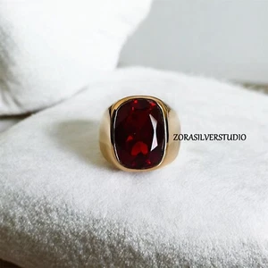 Anillo de plata de ley 925 granate anillo de sello piedras preciosas regalo joyería - Imagen 1 de 5