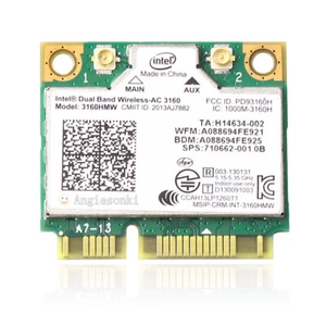 HP COMPAQ 710662-001 Intel Dual Band Wireless 3160 Pcie BT4.0 802.11AC Wifi Card - Picture 1 of 8