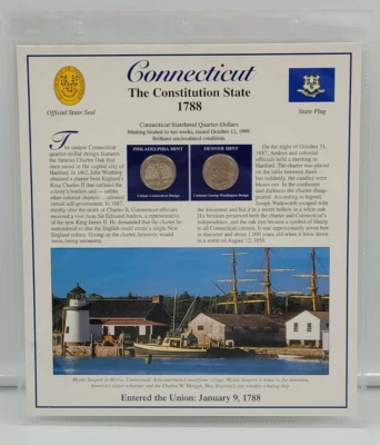 PCS Connecticut Statehood Quarter Collection with State Stamps & History Card - Image 1 of 4