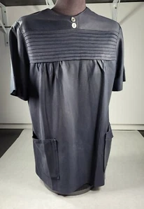 Vintage RARE Debby Lynn Fashion Uniform Black Top Shirt Pockets Button Down Back - Picture 1 of 8