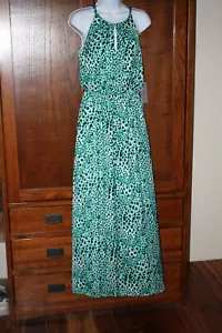 Jennifer Lopez, Women's teal leopard print maxi dress, slit in neckline,6, NWT - Picture 1 of 5