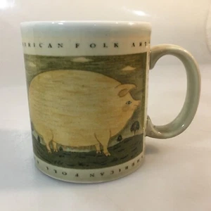 Otagiri Pig Hog American Folk Art Warren Kimble Mug 12 oz Made in Japan Vintage - Picture 1 of 6