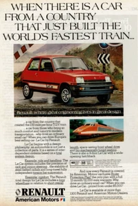 1981 Vintage Print Ad Renault American Motors Le Car Country Built Fastest Train - Picture 1 of 2