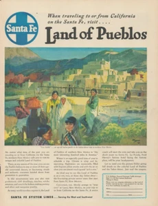 1947 Santa Fe Railroad Land of Pueblos New Mexico Travel Vintage Print Adad - Picture 1 of 1