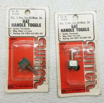 (2) NUEVO GC Electronics ON OFF Interruptor de palanca de mango de murciélago de alta resistencia 5A 125V 35-016 Foto 1 de 3