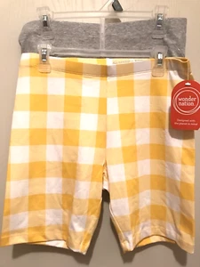 Bike Shorts NWT-Wonder Nation WN 1 Yellow/White Checkered & 1 Gray SZ XL - Picture 1 of 3