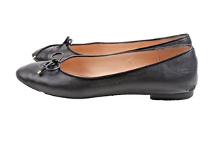 Stuart Weitzman Black Leather Bow Ballet Flats Size 10 M - Picture 1 of 18