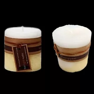 2 X Frangipani Scented Pillar Candle Candles Rustic Home Decor 7x7cm Fragrance - Picture 1 of 1