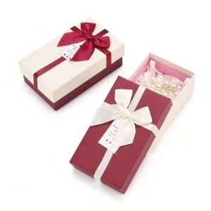 6 cajas de regalo de papel nudo rojo y blanco 14,8x8,7x5,4 cm para exhibición de joyas - Imagen 1 de 4