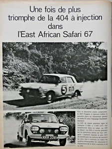 PUBLICITÉ DE PRESSE 1967 LA PEUGEOT 404 A INJECTION DANS L'EAST SAFARI AFRICAN - Picture 1 of 1