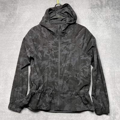 Chaqueta para mujer Lululemon Pack It Up 6 bolsillos negros de camuflaje cremallera completa con capucha Foto 1 de 4
