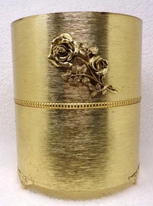 Brushed Gold Metal Waste Basket w/Insert - Picture 1 of 8