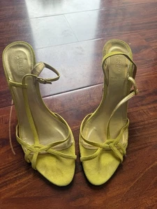 J.Crew Made in Italy Yellow Suede Strappy Heels | Size 9 | Leather Upper - Picture 1 of 3