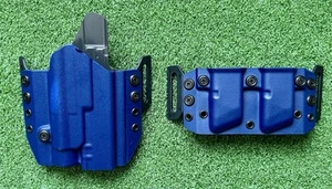 Tier 1 Concealed Spara + Mag Carrier Glock 17 with TLR1 Flashlight OWB Blue/Grey - Picture 1 of 6