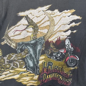 Camicia vintage Harley Davidson adulto piccola nera emblema 3D anni 80 serpente crop top USA - Foto 1 di 8