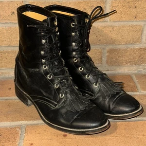 Vintage Laredo Stiefel Damen 9.5EE schwarz Leder Cowboy Cowgirl Roper hergestellt in den USA - Bild 1 von 10